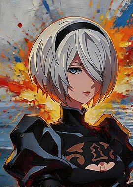 2B Anime Painting