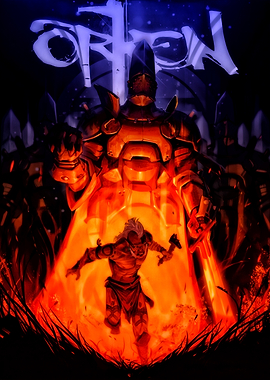 Fantasy Warrior in Fiery Arena