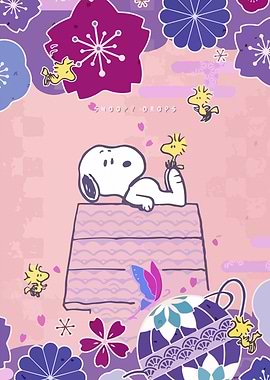 Snoopy and Woodstock with Cherry Blossoms