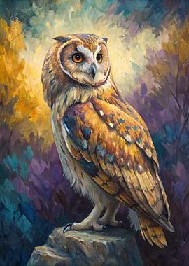 Long-eared owl painting