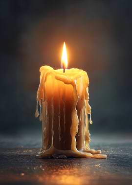 Melting Candle with Dripping Wax