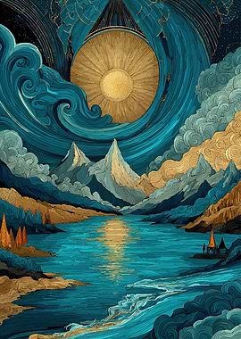 Cosmic Mountain Lake Landscape
