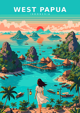 West Papua Indonesia Travel Poster