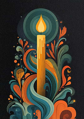 Candle with Floral Ornaments