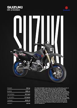 Suzuki DR-Z400SM Supermoto Motorcycle Poster