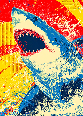 Great White Shark Pop Art