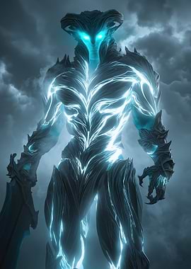 Glowing Blue Demonic Warrior