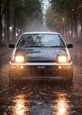 Toyota AE86 Trueno in the Rain