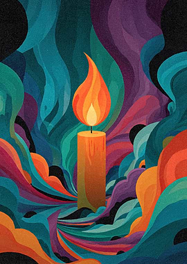 Candle Flame with Abstract Smoke