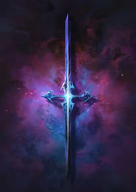 Glowing Fantasy Sword in Nebula