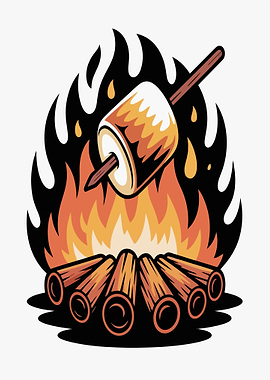 Marshmallow Roasting Over Campfire