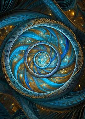Abstract Blue and Gold Spiral