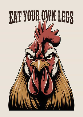 Angry Rooster with Text