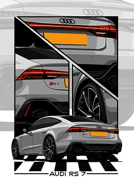 Audi RS 7 Rear View Illustration