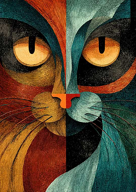 Abstract Cat Face Portrait