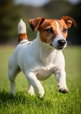 Jack Russell Terrier running in grass
