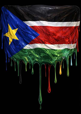 South Sudan Flag Dripping