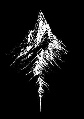 White Mountain Peak on Black Background
