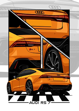 orange Audi RS 7 Car Illustration