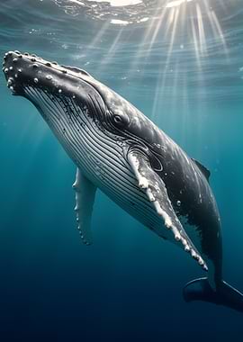 Humpback whale swimming underwater