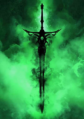 Dark Fantasy Sword in Green Smoke