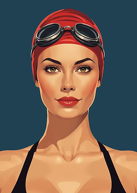 Vintage Swimmer Portrait
