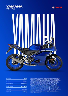 Yamaha YZF-R125 Motorcycle Poster