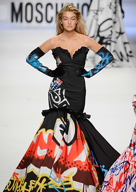 Gigi Hadid in Moschino Graffiti Dress