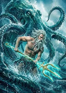 Poseidon Battles Kraken