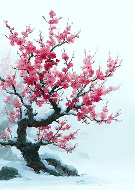 Cherry Blossoms in Snow