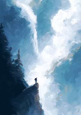 Hiker on a cliff edge