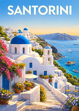 Santorini Travel Poster