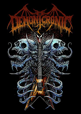 Demonic Guitar and Skulls Art