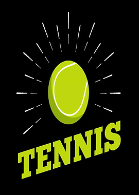 Tennis Ball with Rays and Text