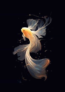 Ethereal Goldfish in Dark Water