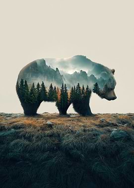 Double Exposure Bear Landscape