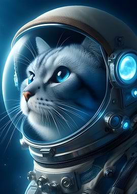 Cat Astronaut in Space