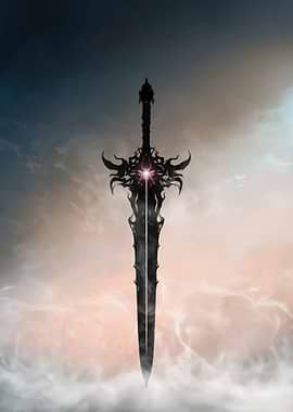 Dark Fantasy Sword with Glowing Eye