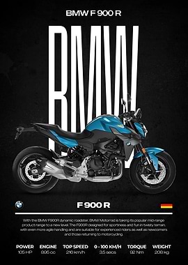 BMW F 900 R Motorcycle Poster