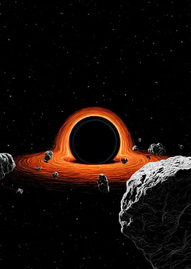 Black Hole with Accretion Disk and Asteroids