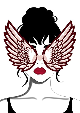 Woman with Angel Wings Mask