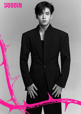 Soobin in Black Blazer with Pink Thorns