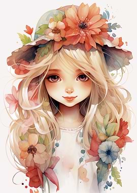 Amaryllis Cute Girl with Flowers