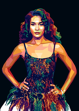 Olivia Dean in Colorful Geometric Dress