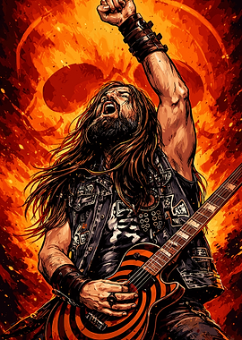 Heavy Metal Guitarist in Flames