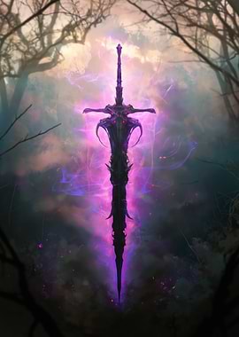 Dark Fantasy Sword with Purple Energy