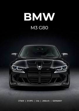 black BMW M3 G80 Front View