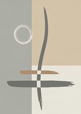 Abstract brush strokes and geometric shapes