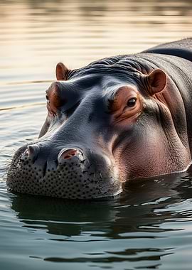 Close-up of a Hippopotamus in water