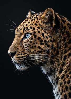 Leopard with striking blue eyes